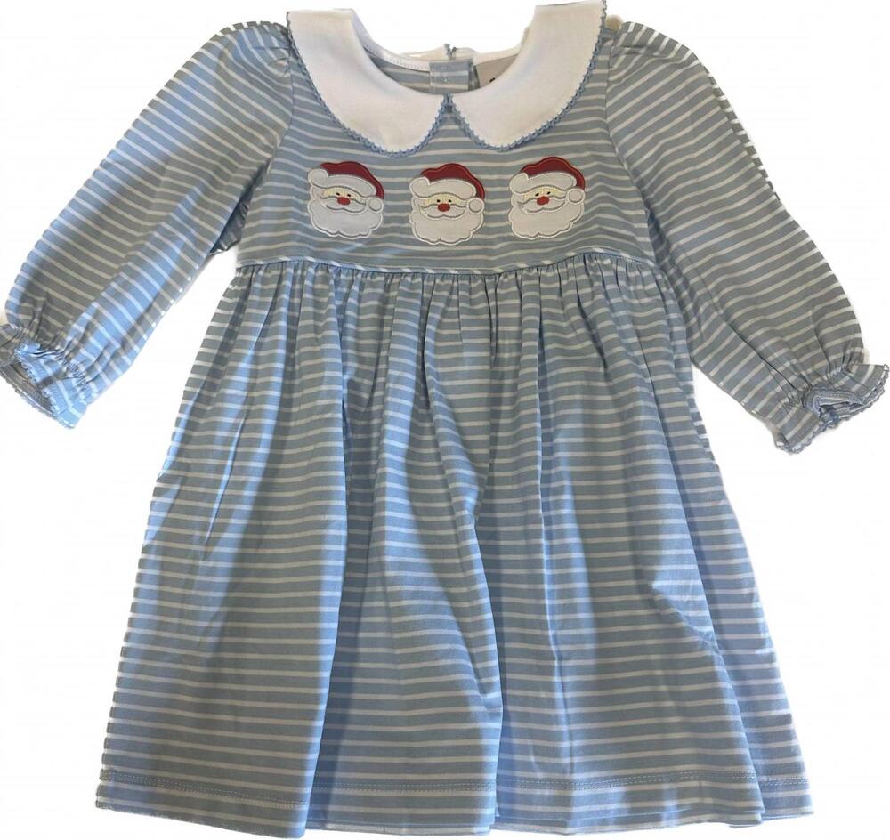 NEW DELANEY girl's santa stripe knit dress in blue / white